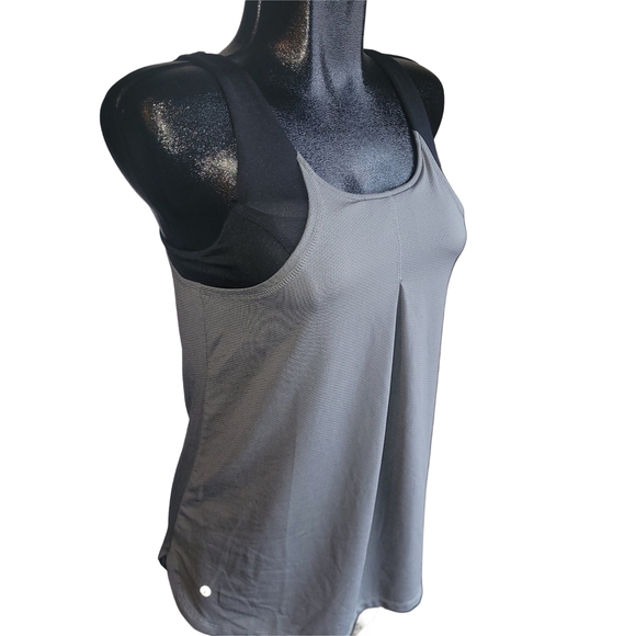 Jockey Gray and Black Layered Crossback Tank With Built In Bra M - Picture 3 of 7